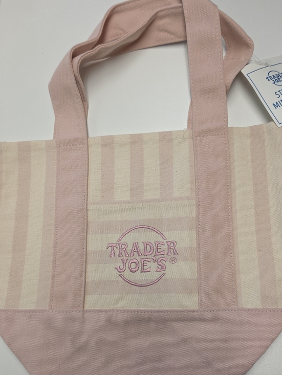Trader Joe'S Handbags - Trader Joe's Pink Stripe Canvas Tote